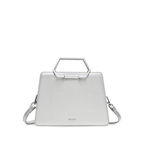折りたたみ財布 [MATINKIM]glossy leather mini wallet bag in dark silver MUSINSA | MATIN KIM GLOSSY LEATHER MINI WALLET BAG IN DARK