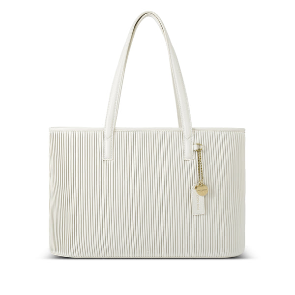 IOpelle Cream retailer Pebble Leather Fringe Tote